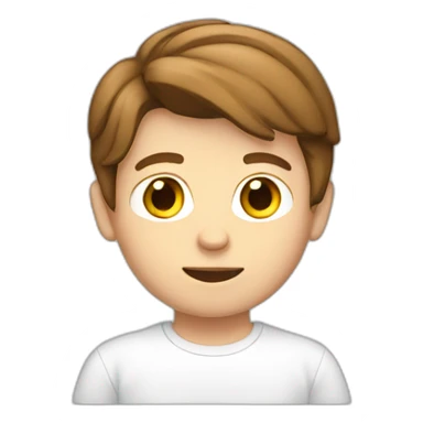 white 15 years Boy Brown hair with t-shirt white sticker