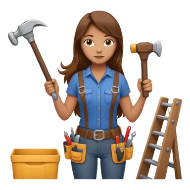 beautiful girl with long brown hair constructing new bedroom sticker