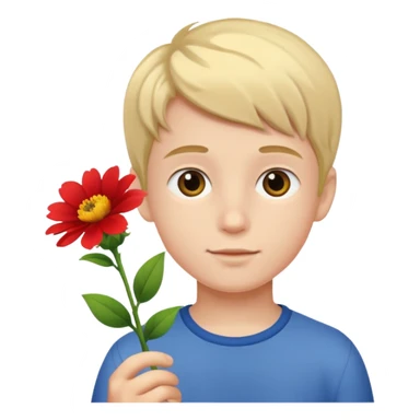 Boy with a flower ￼ sticker