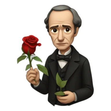 charles baudelaire crying and holding a dead rose sticker