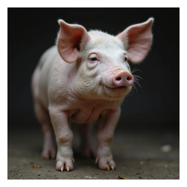 pig standing with a subtle window on the neck showing the thyroid highlighted gently, no cruel details, white background, hyperrealistic 4K sticker