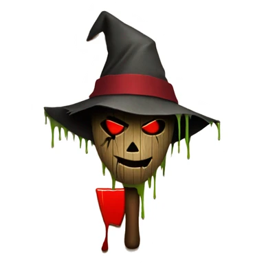  scarecrow shadow with a axe looking wood red juice dripping sticker