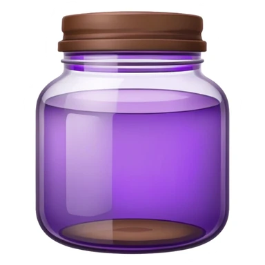 Purple tinted empty jar with brow lid sticker