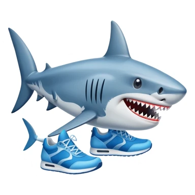a shark with a sneaker sticker