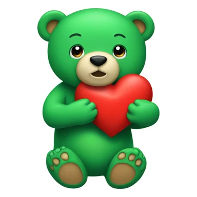 A green bear holding a heart  sticker