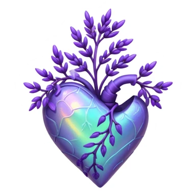 create a holographic lavender plant that wraps around a lavender colored heart sticker