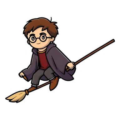 Harry Potter flying on a broomstick sticker