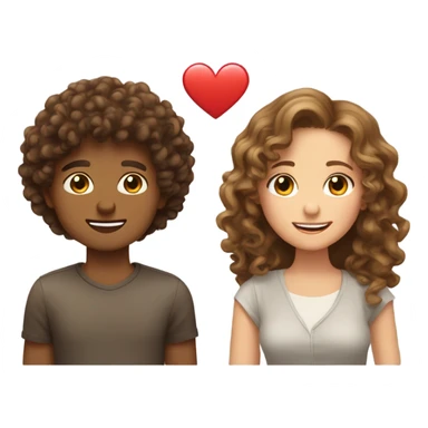 A brown curly hair boy in love with a light brown haired girl in love with him. They’re a couple.  sticker