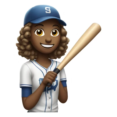 smiling girl with baseball bat sticker