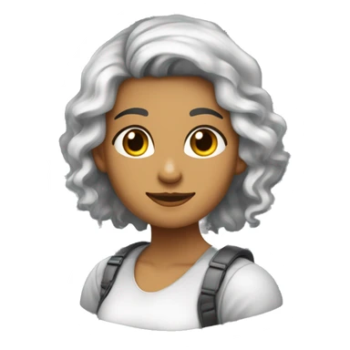 Chica de pelo castaño oscuro con mechones claras, piel trigueña, facciones angelicales sticker