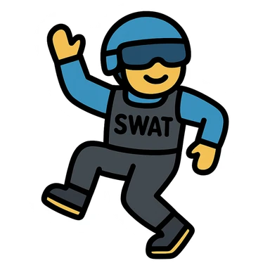 color outline icon of a SWAT member dancing, playful sticker