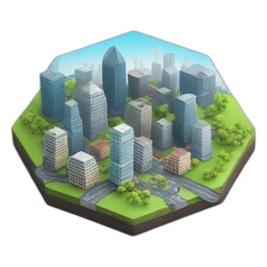 mini city on a hexagon sticker
