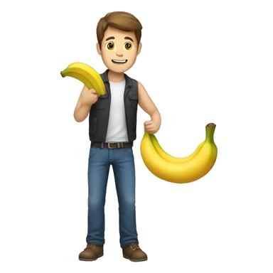 Man holding a banana sticker