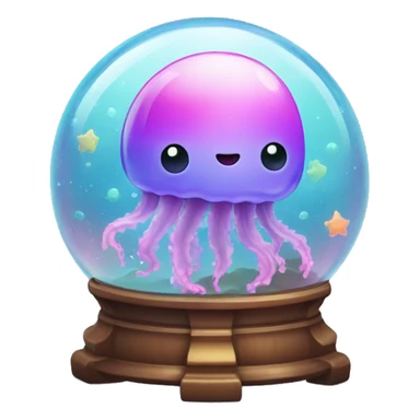 Kawaii colorful baby jellyfish in a space globe sticker
