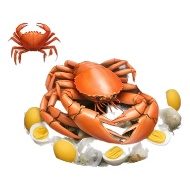 Bowl of crabs shrimp lobster Boiled eggs oysters mushrooms  sticker