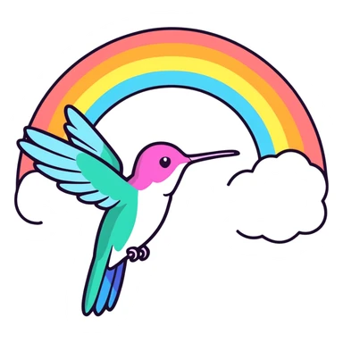 A rainbow colored hummingbird ￼ sticker
