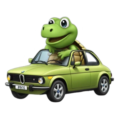 Tortue dans une BMW sticker