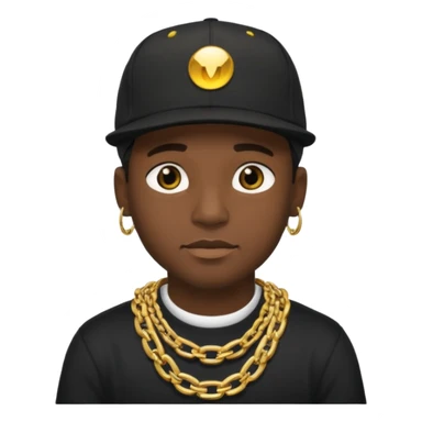 black guy with golden chains and a snapback cap sticker