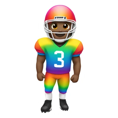 Football player wearing rainbow jersey sticker