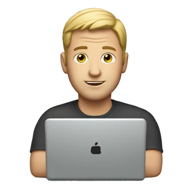 white man with laptop sticker