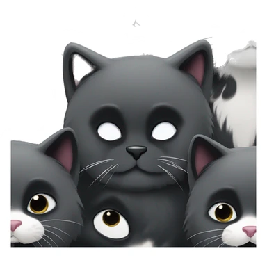 black long hair cat with black and white muzzle sticker