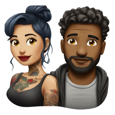 Romantic movie theater date for beautiful tattooed couple sticker