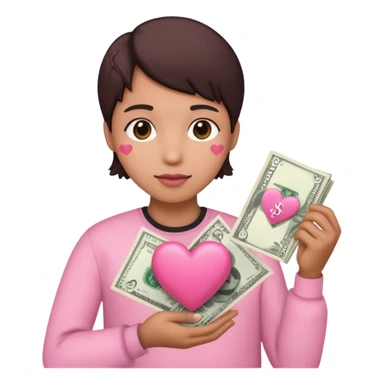 coração rosa segurando dinheiro  sticker