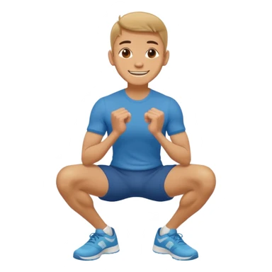 a skinny man doing a squat while holding his ankles and saying thank you sticker