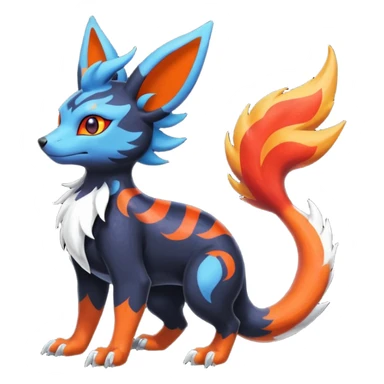 
Canine-Litten-Amaura-Salandit-Noibat-Flareon-Fakémon-fusion (full body) with intricate markings sticker