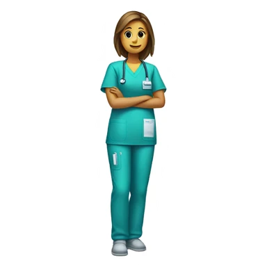 Female Xray tech full body with scrubs facing left sticker