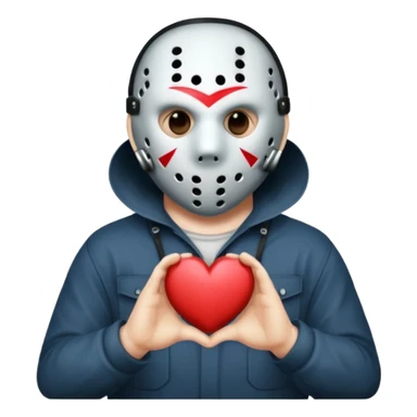 Jason Voorhees, looking cute, heart hands sticker