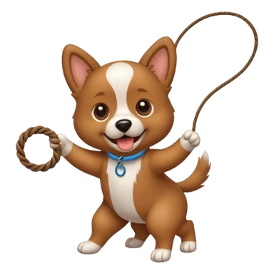 dog playing with a string toy sticker
