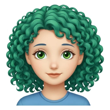 Girl with curly blue hair, green eyes, and very fair skin. sticker