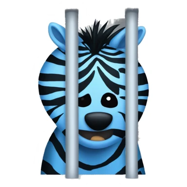 blue zebra in a jail cell sticker