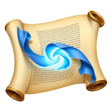A magical scroll with glowing edges, partially unfurled
Sparkles or light effects around the edges
Color scheme: Parchment yellow with ethereal blue glow sticker