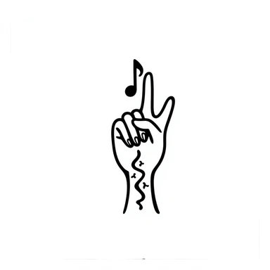 stylized symmetrical hand with tattoos in doodle style, square format, suitable as emoji for music marketing course cover sticker