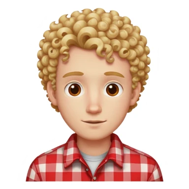 A curly, fair-haired and slightly pale guy in a red checkered shirt. sticker
