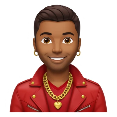 Ginuewine with dark brown hair, chest with necklace, red jacket sticker