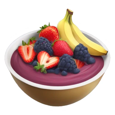 Bowl Of blended açai with sliced bananas and strawberries on top sticker