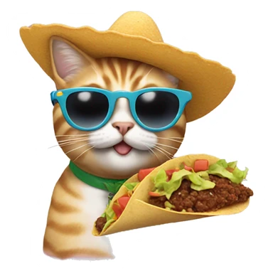 Cat with sunglasses eating a taco sticker