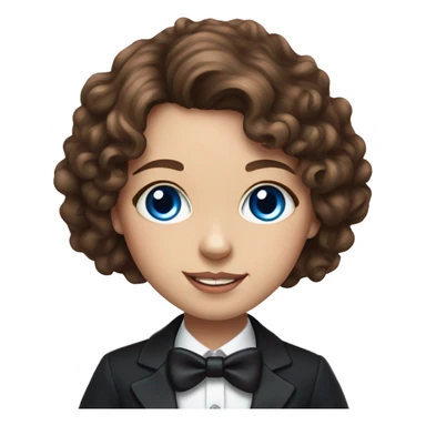 Realistic portrait of a girl with brown curly hair and blue eyes holding up her tuxedo cat  sticker