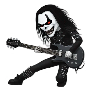 Black metal guitarist with corpse paint playing an electric guitar sticker