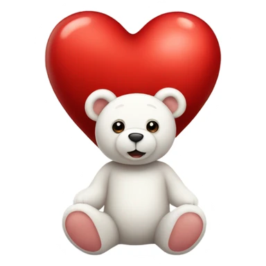 Large heart with small white teddy bear sticker