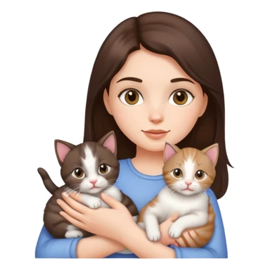 Ragazza mora con in braccio due gattini sticker