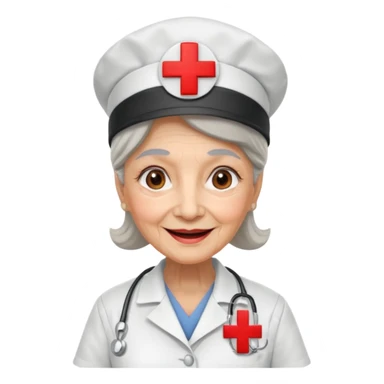 old woman nurse, red cross hat sticker