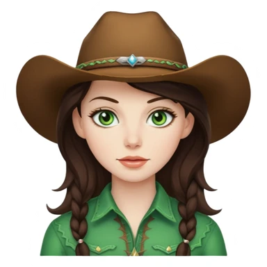 Brunette cow girl green eyes pale skin sticker