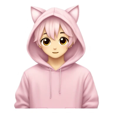 Cute Kawaii Beautiful Gorgeous Sparkly Shiny Blushing Anime Style Romantic Shojo Catboy Man Guy Femboy With Pretty Hair And Hoodie Trendy Style Outside sticker