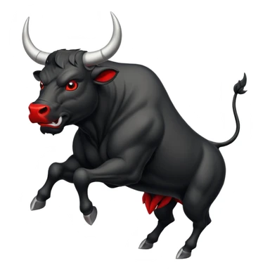 angry leaping black bull side view with red eyes sticker