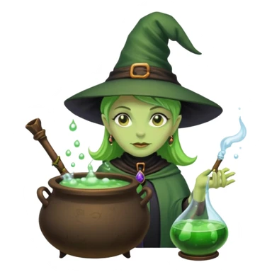 green witch cooking potion sticker