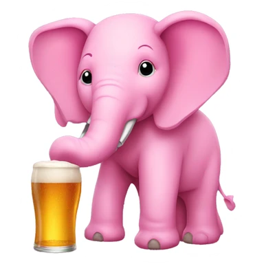 pink elephant holding a beer in his trunk sticker